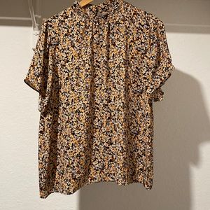 Floral Ann Taylor Wide Sleeve Blouse, Size Large